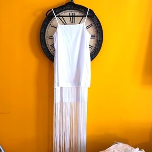 BCBG Beautiful white fringed dress